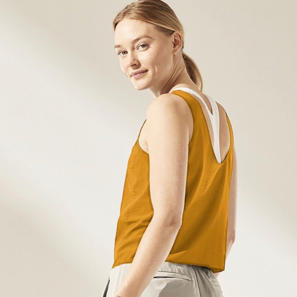 NWT Athleta Terra Crop Tank Small Tuscan Gold